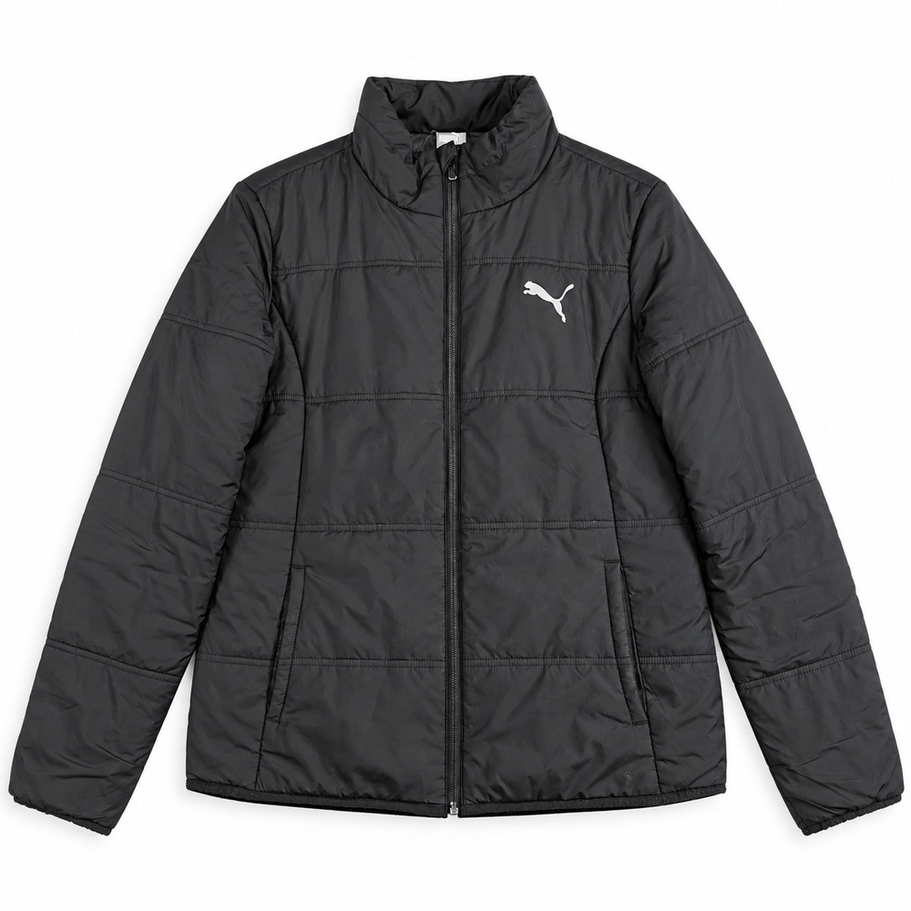 Puma Womens Black Puffer Jacket Full Zip Lightweight Insulated Coat Logo